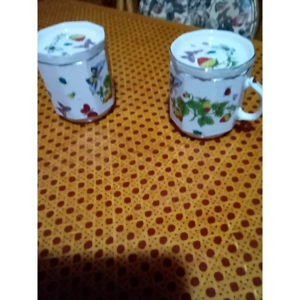 Ardalt Lenwile SpringTime 2 Teacup Cover Coaster Butterfly Ladybug Strawberry